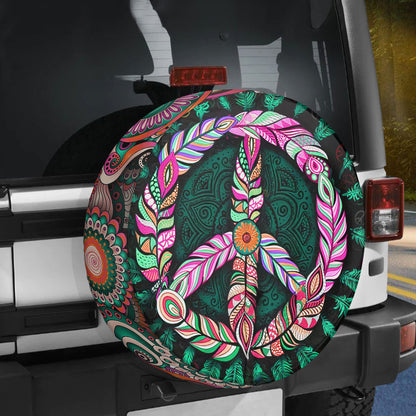 Petthouse | Peace Sign Spare Tire Cover Retro Style Wheel Cover New Car Gift Durable Tire Protector