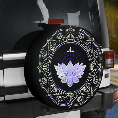 Petthouse | Lotus Mandala Texture Spare Tire Cover Lotus Flower Floral Truck Decoration Mandala Lovers Gift