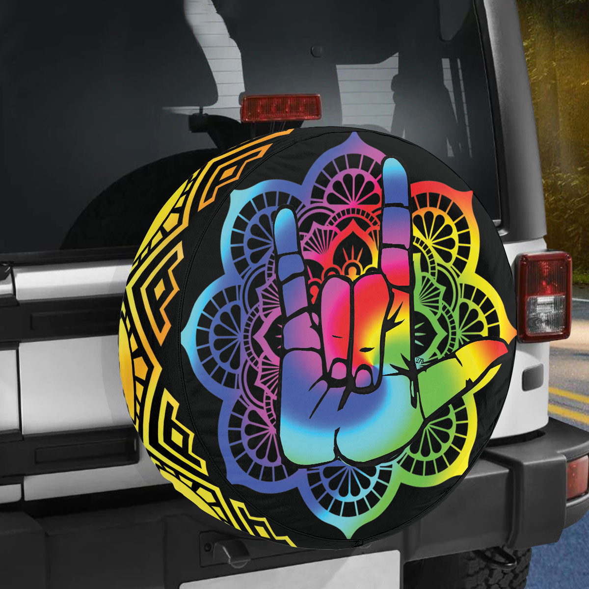 Petthouse | Tie Dye Shaka Tire Cover Mandala Spare Tire Cover Hippie Style Wheel Cover Car Accessories