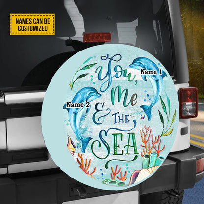 Petthouse | Customized Dolphin Couple Spare Tire Cover You Me And The Sea Wheel Cover Valentine Gift