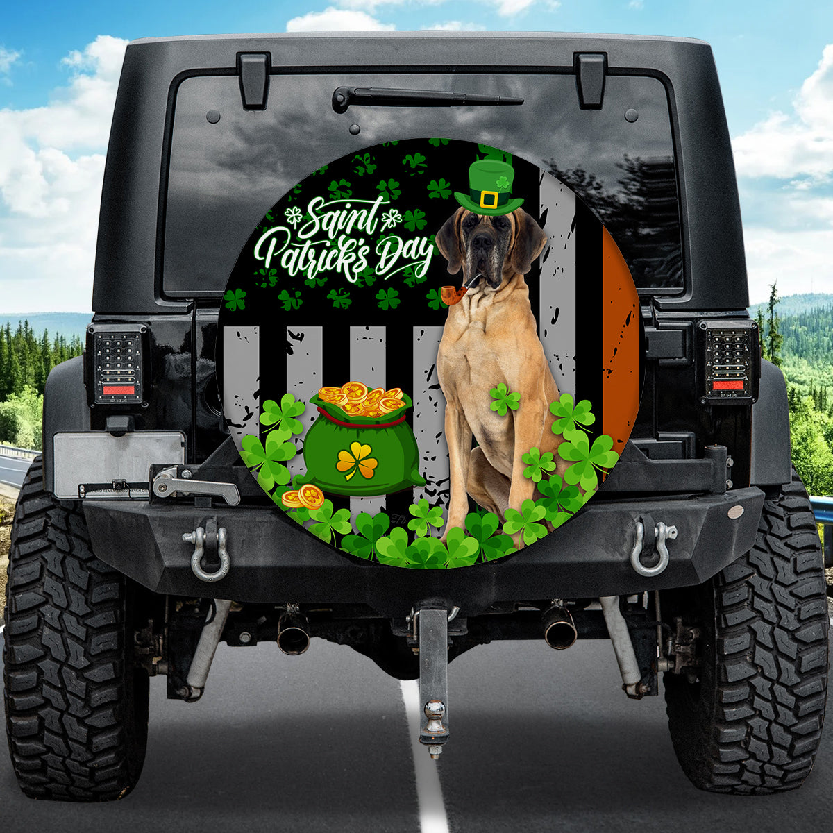 Petthouse | Great Dane Spare Tire Cover St Patrick's Day Tire Cover Clover Irish Tire Wrap Dog Lover