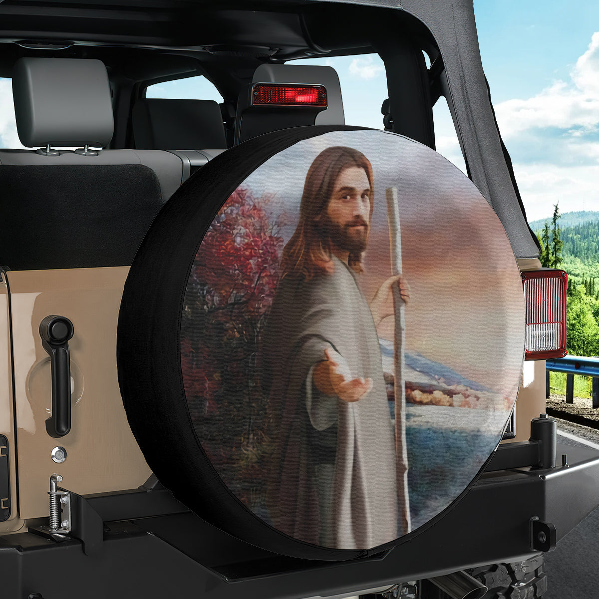 Petthouse | Jesus Spare Tire Cover Christian Tire Protector Cover Jesus Believer Truck Cover Christian Gift Faith