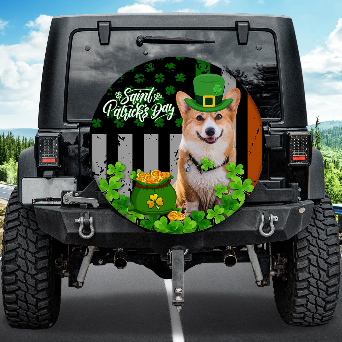 Petthouse | Welsh Corgi Dog Spare Tire Cover Dog Lover Irish Tire Wrap Gift For Happy St Patrick's Day