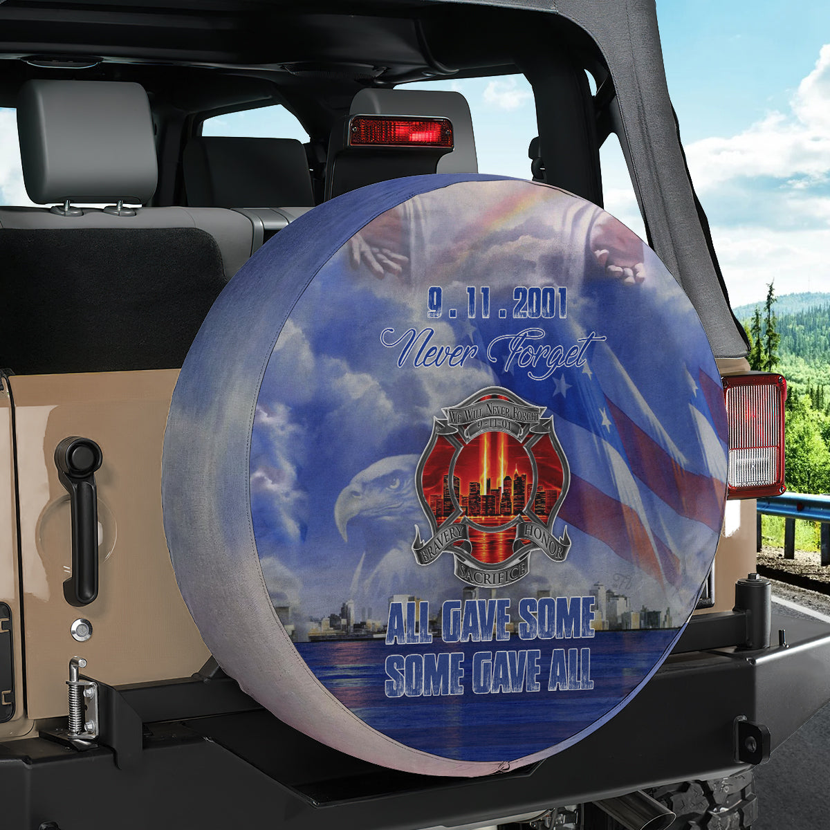 Petthouse | 911 Memorial Spare Tire Cover Never Forget American Flag Tire Protector Covers Eagle Wheel Cover