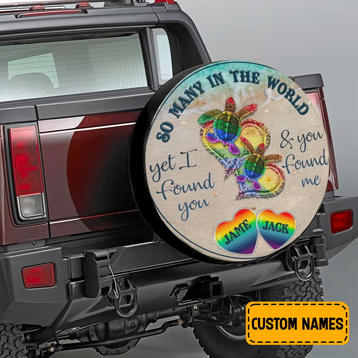 Petthouse | Customized Tire Cover So Many In The World Cover Rainbow Couple Turtle Wrap Lgbt Cover Car Decoration