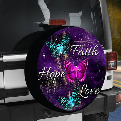 Petthouse | Butterfly Faith Hope Love Spare Tire Cover Butterfly Magical Christian Cross New Car Gift