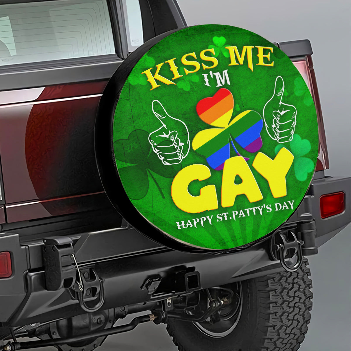 Petthouse | Kiss Me I'm Gay Happy St Patty's Day Spare Wheel Cover Lgbtq Support Decor Car