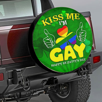 Petthouse | Kiss Me I'm Gay Happy St Patty's Day Spare Wheel Cover Lgbtq Support Decor Car