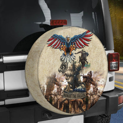 Petthouse | American Veteran Soldier Military Spare Tire Cover Honor The Fallen Freedom Day Car Accessory