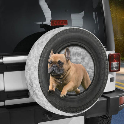 Petthouse | French Bulldog Running Funny Tire Cover For Car Dog Spare Tire Cover Trailer Tire Cover