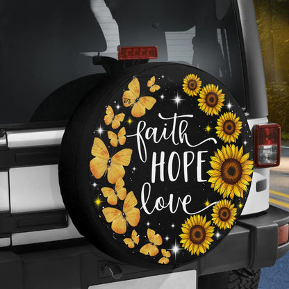 Petthouse | Faith Hope Love Spare Tire Cover Sunflower Pattern Tire Cover Butterfly Pattern Tire Cover Car Decor