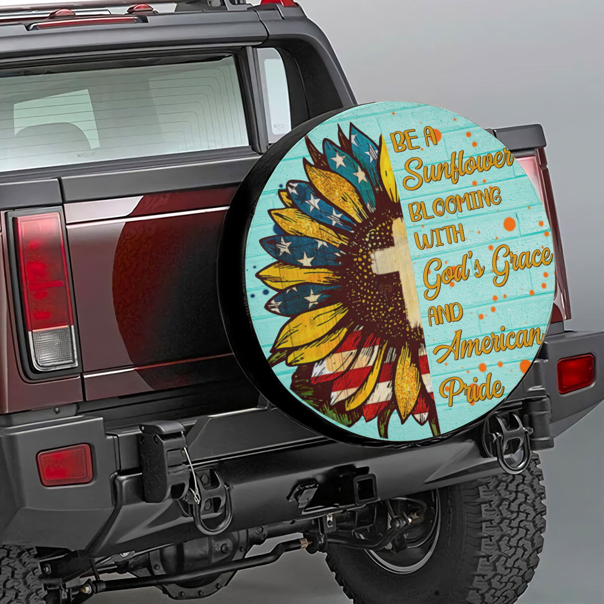 Petthouse | Cartoon Sunflower Artwork Tire Cover Be A Sunflower Tire Cover American Pride Cover Car Decor