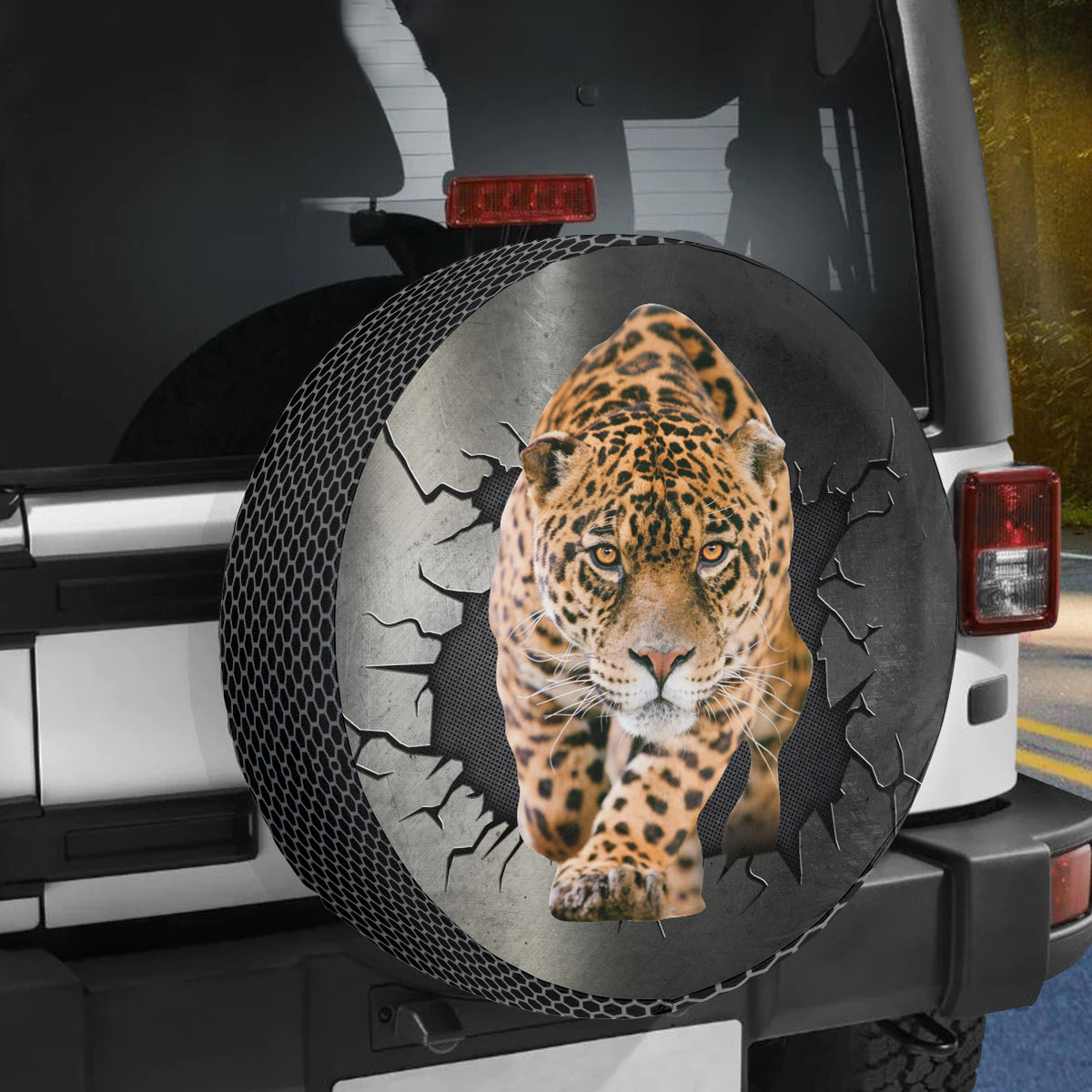 Petthouse | Leopard In Hole Spare Wheel Cover Cracked Car Decoration Wildlife Animal Camper Tire Cover Gifts