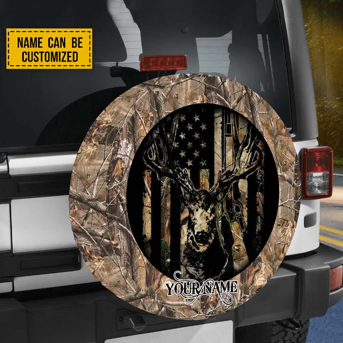 Petthouse | Customized Name Hunting Deer Us Spare Tire Cover Hunting Car Decor Gift For Hunters