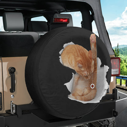 Petthouse | Orange Cat Spare Tire Cover Lovely Cat Tire Cover Funny Animals Wheel Cover Car Accessories