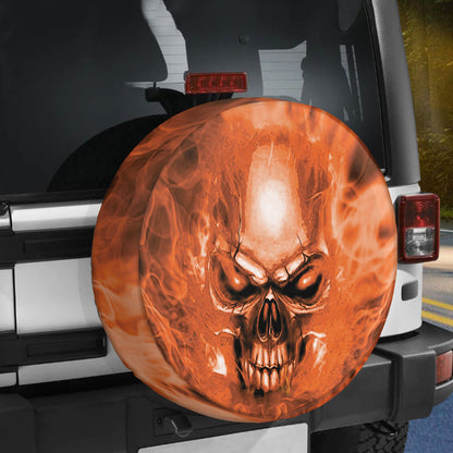 Petthouse | Horror Skull Fire Spare Tire Cover Halloween's Day Decor Truck Decoration