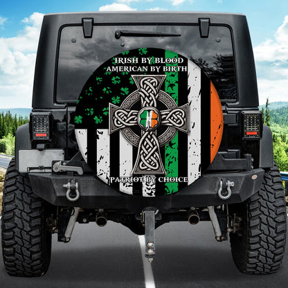 Petthouse | Celtic Cross Spare Tire Cover Irish Tire Cover Irish By Blood American By Birth For St Patrick's Day