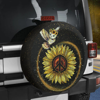 Petthouse | Owl Sunflower Cute Spare Tire Cover Hippie Peace Sign Wheel Cover For Car Hippie Car Decor