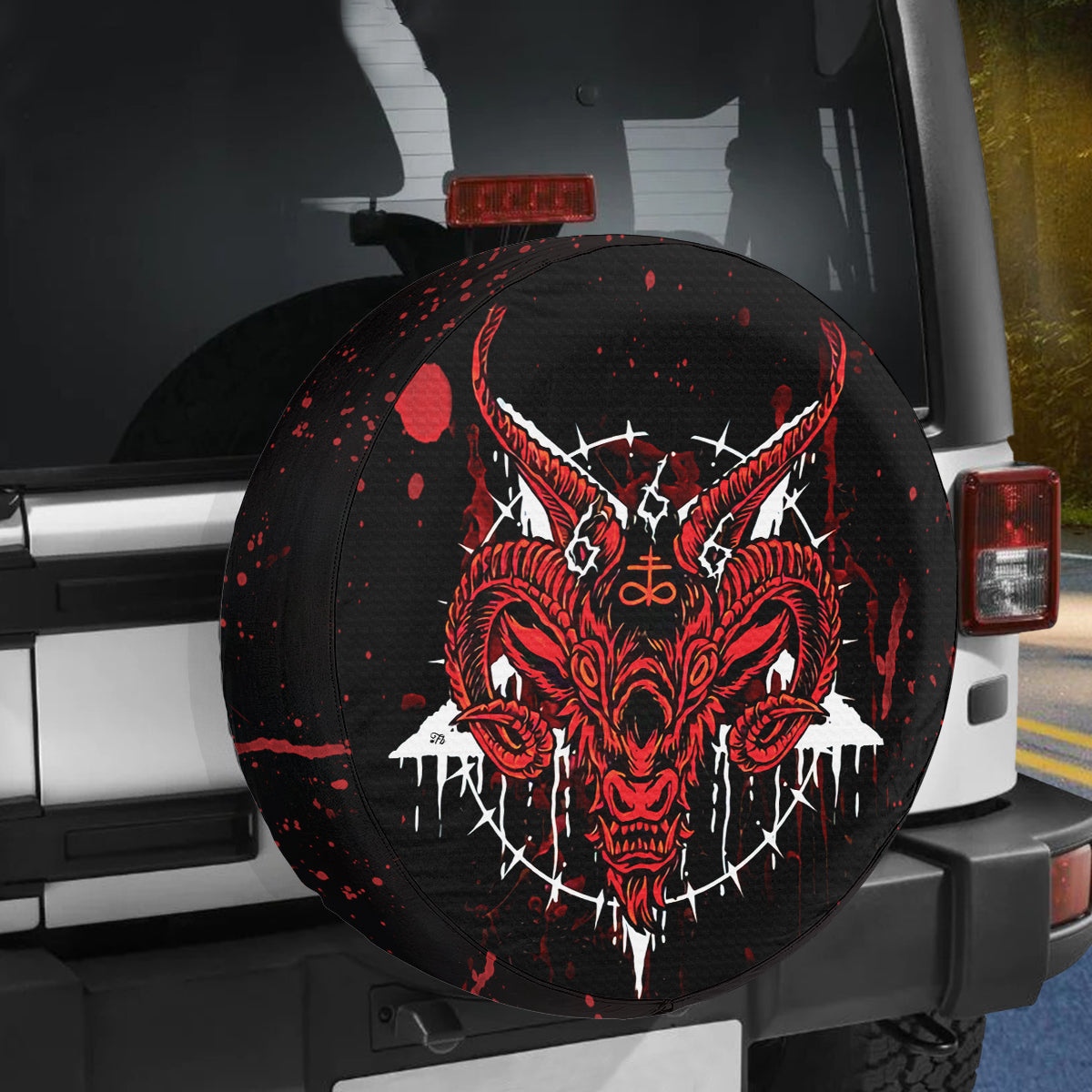 Petthouse | Baphomet Spare Tire Cover Satanic Tire Cover Devil Tire Cover Satan Tire Cover Car Decoration