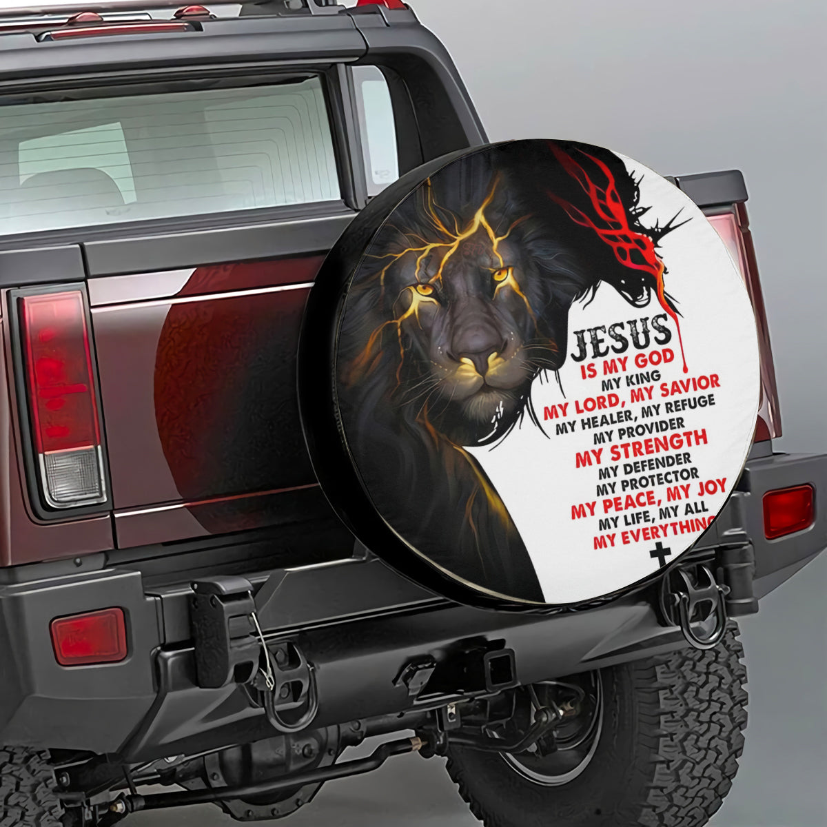 Petthouse | Jesus Lion Tire Cover Jesus My God Tire Cover Christ Warrior Tire Cover Christian Car Decor