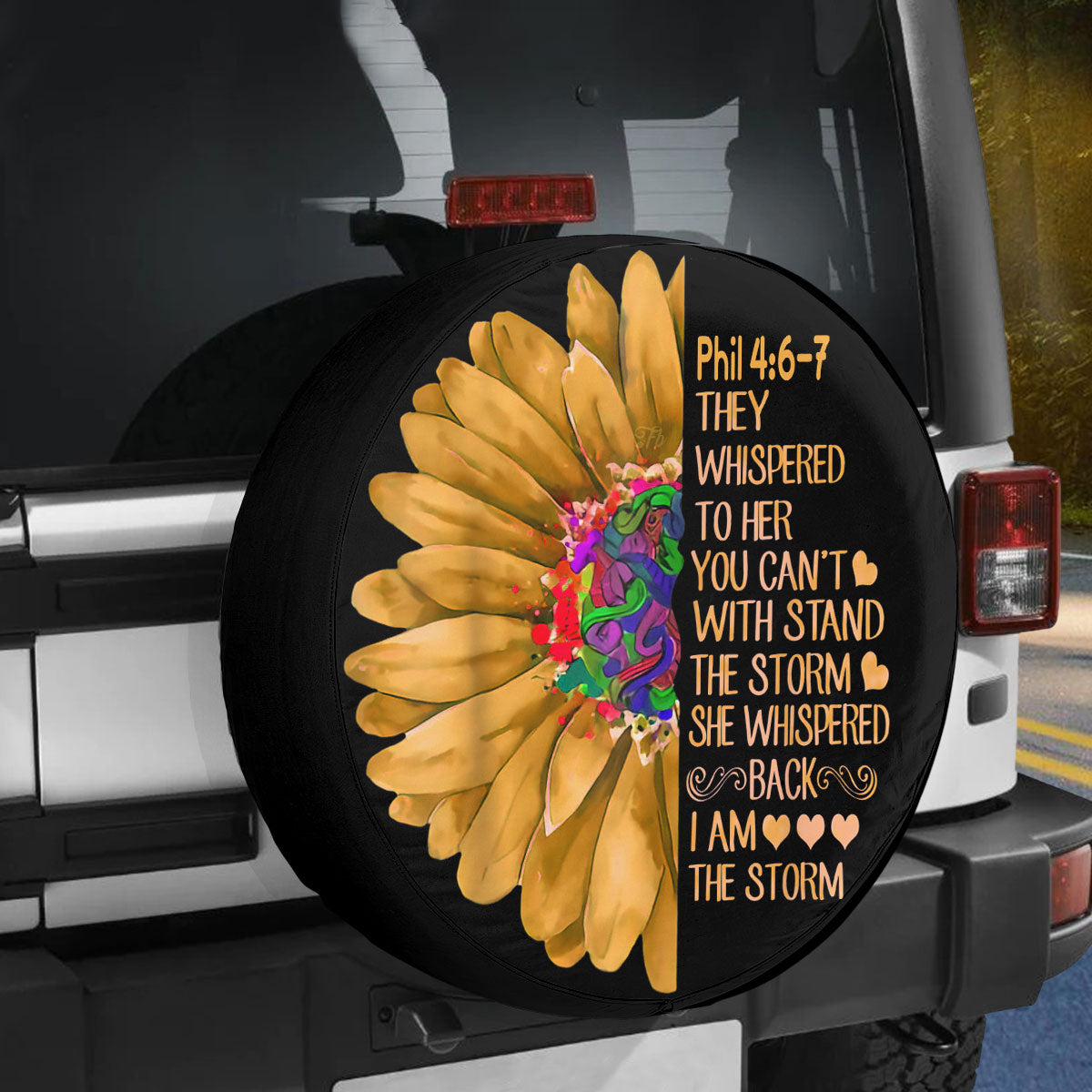 Petthouse | I Am The Storm Sunflower Spare Tire Cover Truck Decoration Parents Gift