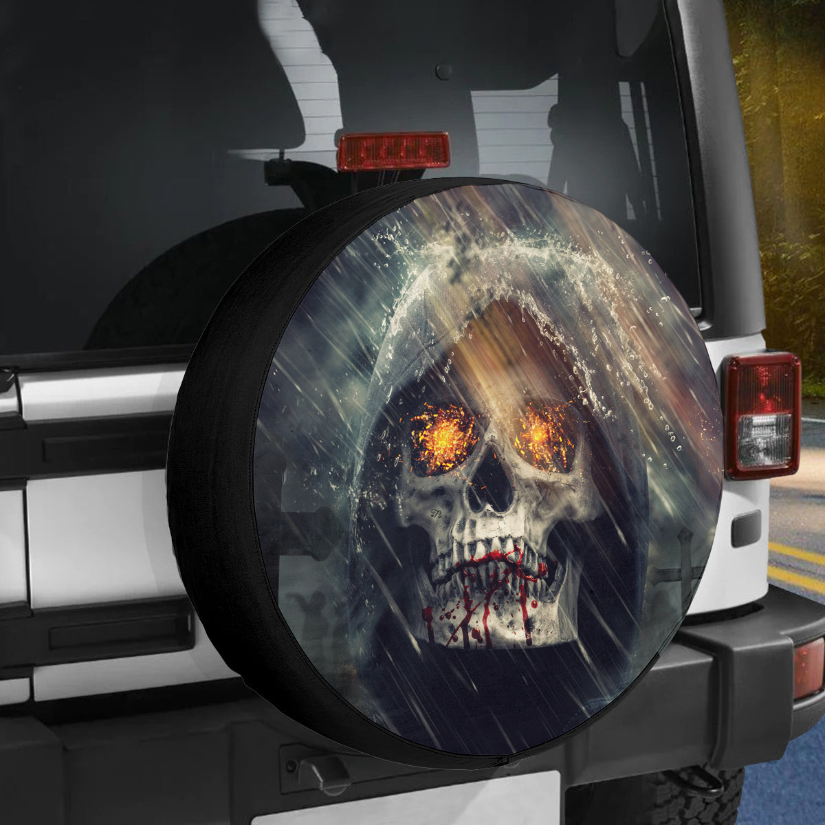 Petthouse | Skull Spare Tire Cover Grateful Dead Tire Cover Death From Hell Wheel Cover Halloween Accessories