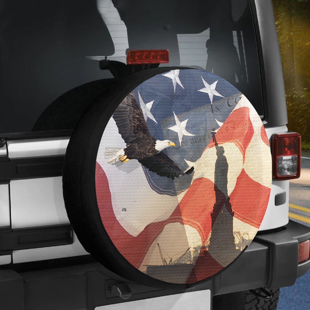 Petthouse | American Bald Eagle Liberty Statue Spare Tire Cover Car Accessories American Patriot Us Flag