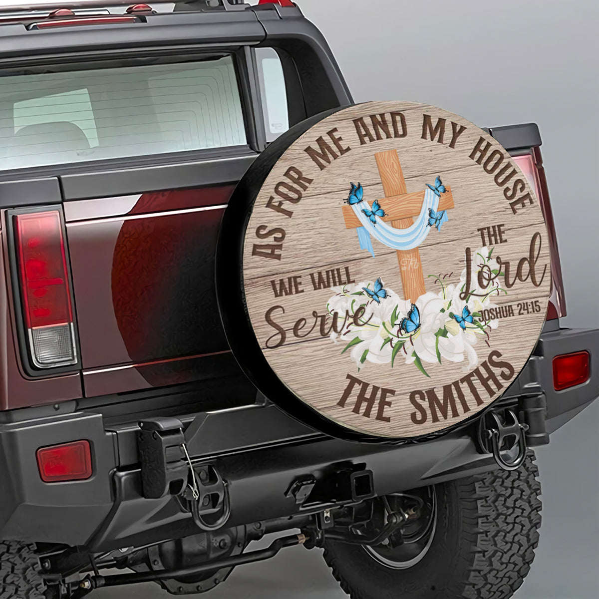 Petthouse | We Will Serve The Lord Tire Cover As For Me And My House Tire Wrap Christ Cross Tire Wrap Car Decor