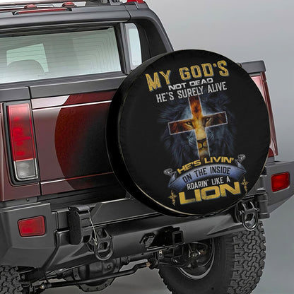 Petthouse | Lion Cross Spare Tire Cover My God He's Surely Alive Spare Wheel Cover Jesus Christian