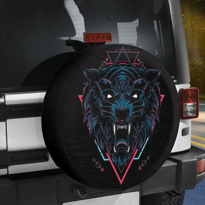 Petthouse | Wolf Face Art Printed Spare Tire Cover, Wolf Wildlife Animal Lovers Gift Viking Fans