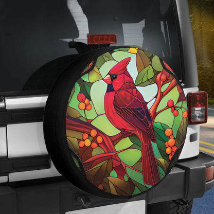 Petthouse | Cardinal Spare Tire Cover Stained Glass Tire Cover Bird Spring Tire Wrap Christmas  Accessories