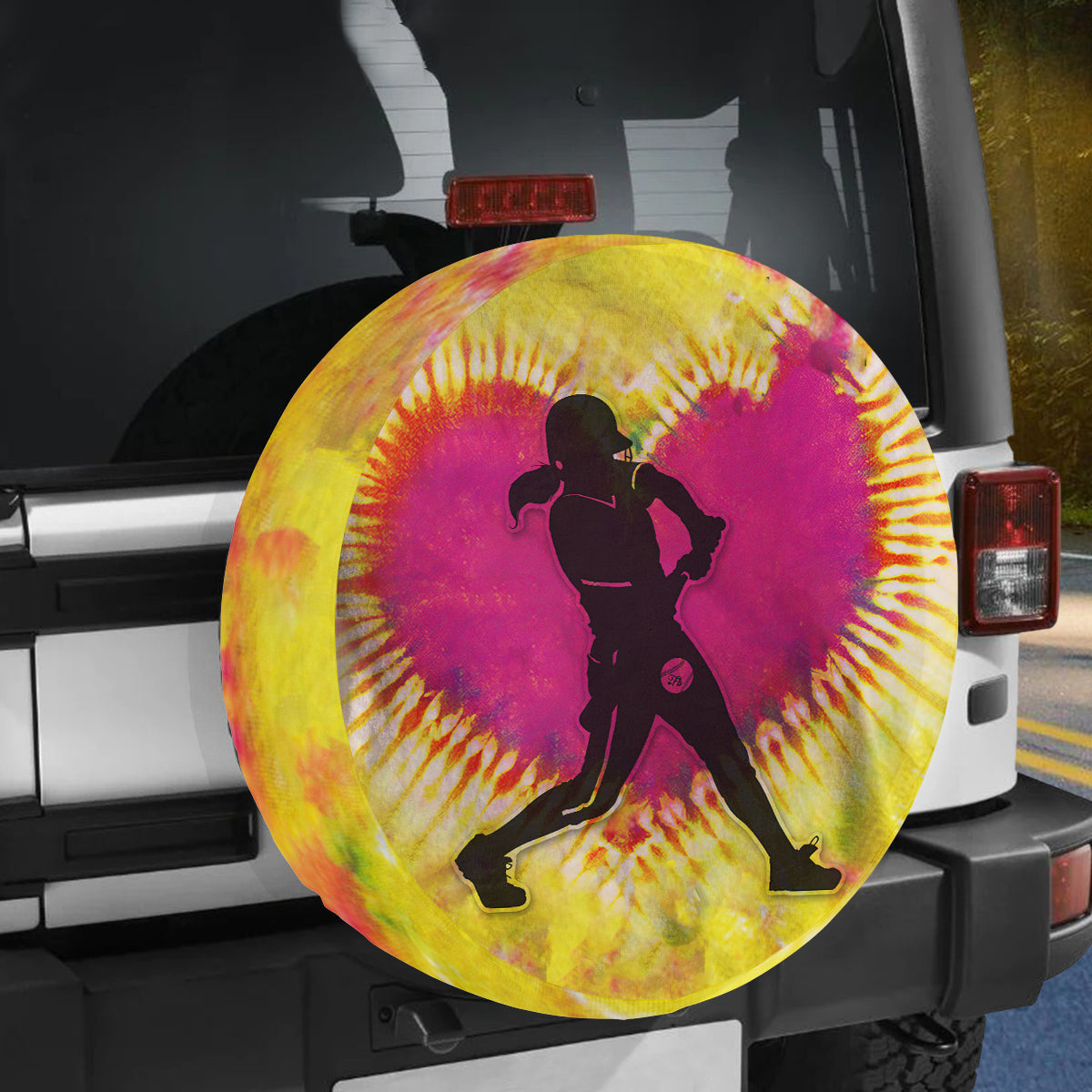 Petthouse | Baseball Mom Spare Tire Cover Mother's Day Whele Cover Hippie Tie Dye Heart Sport Lover Gift