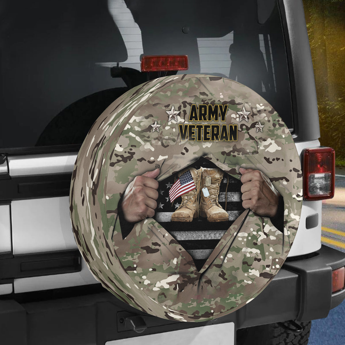 Petthouse | Army Veteran Spare Tire Cover Military Tire Cover American Warrior Tire Cover Car Decoration