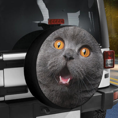 Petthouse | British Shorthair Cat Shocked Face Wheel Cover Car Accessories Cat Lover Gift Car Decoration