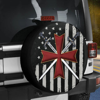 Petthouse | Jesus Christian Cross Sword American Flag Spare Tire Cover Christian Truck Decor Religious Gift