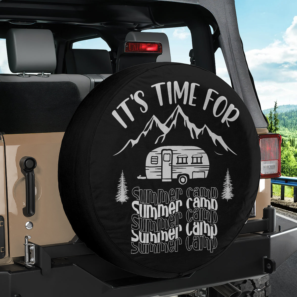 Petthouse | Its's Time For Summer Camp Spare Tire Cover Car Accessory Mountain Camper Tire Cover Spare