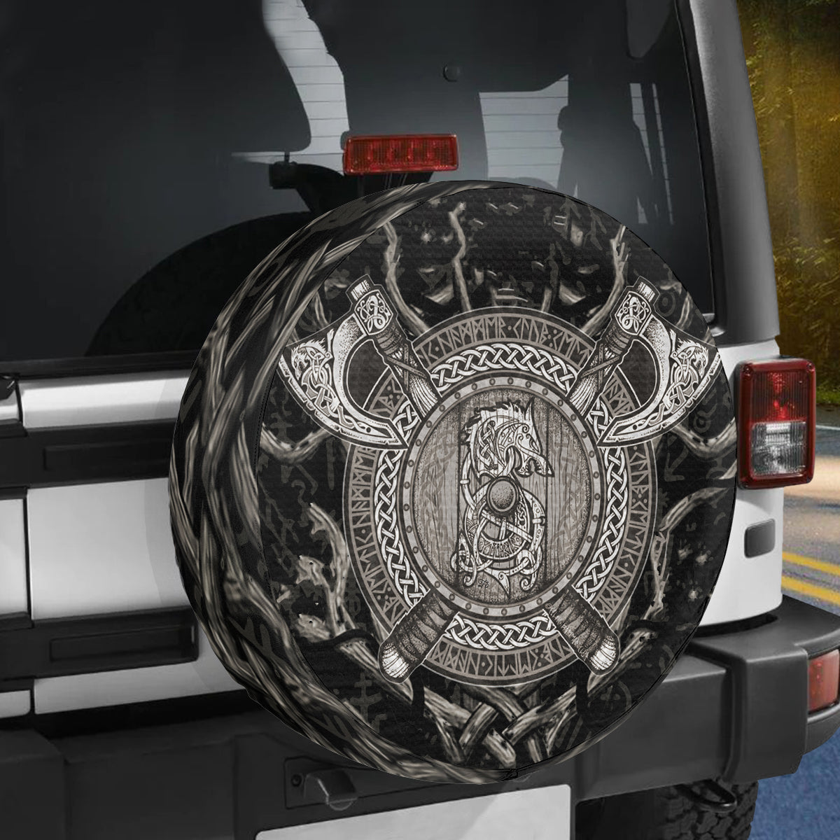 Petthouse | Viking Shield Spare Tire Cover Scandinavia Tire Cover Nordic Viking Warrior Classic Car Accessories