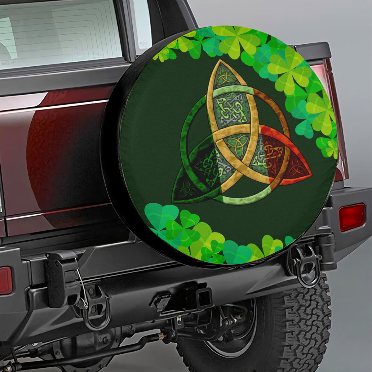 Petthouse | Happy Saint Patrick Day Spare Tire Cover Clover Pattern Seat Cover Irish Culture Wrap Car Decor