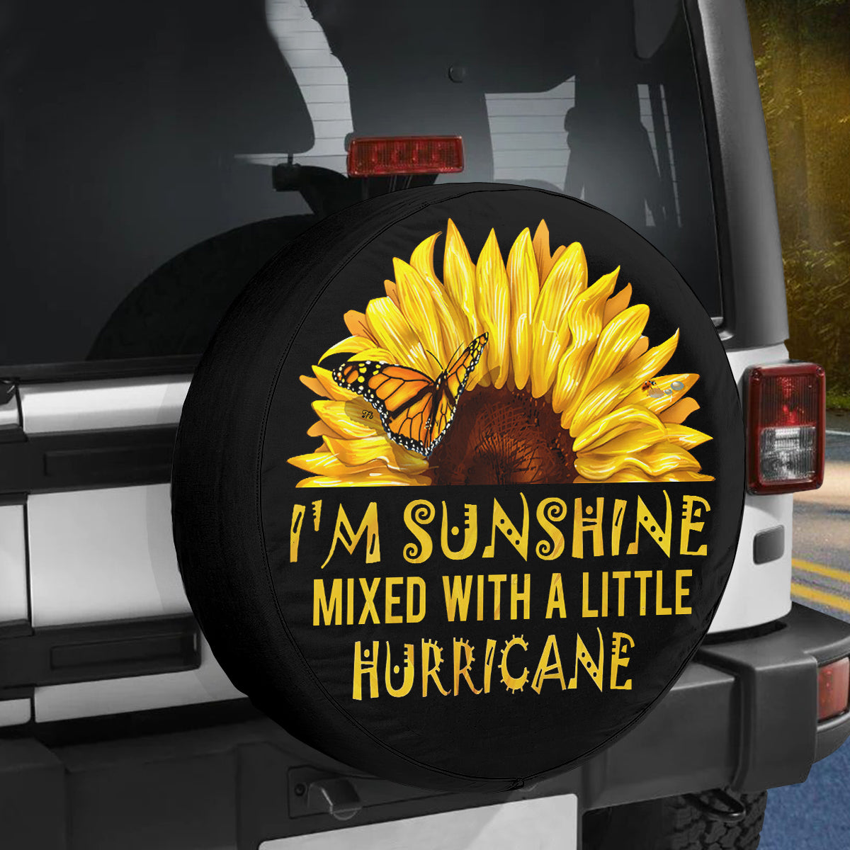 Petthouse | Sunflower Butterfly Spare Tire Cover I'm Sunshine Mixed With A Little Hurricane Wheel Cover Gift