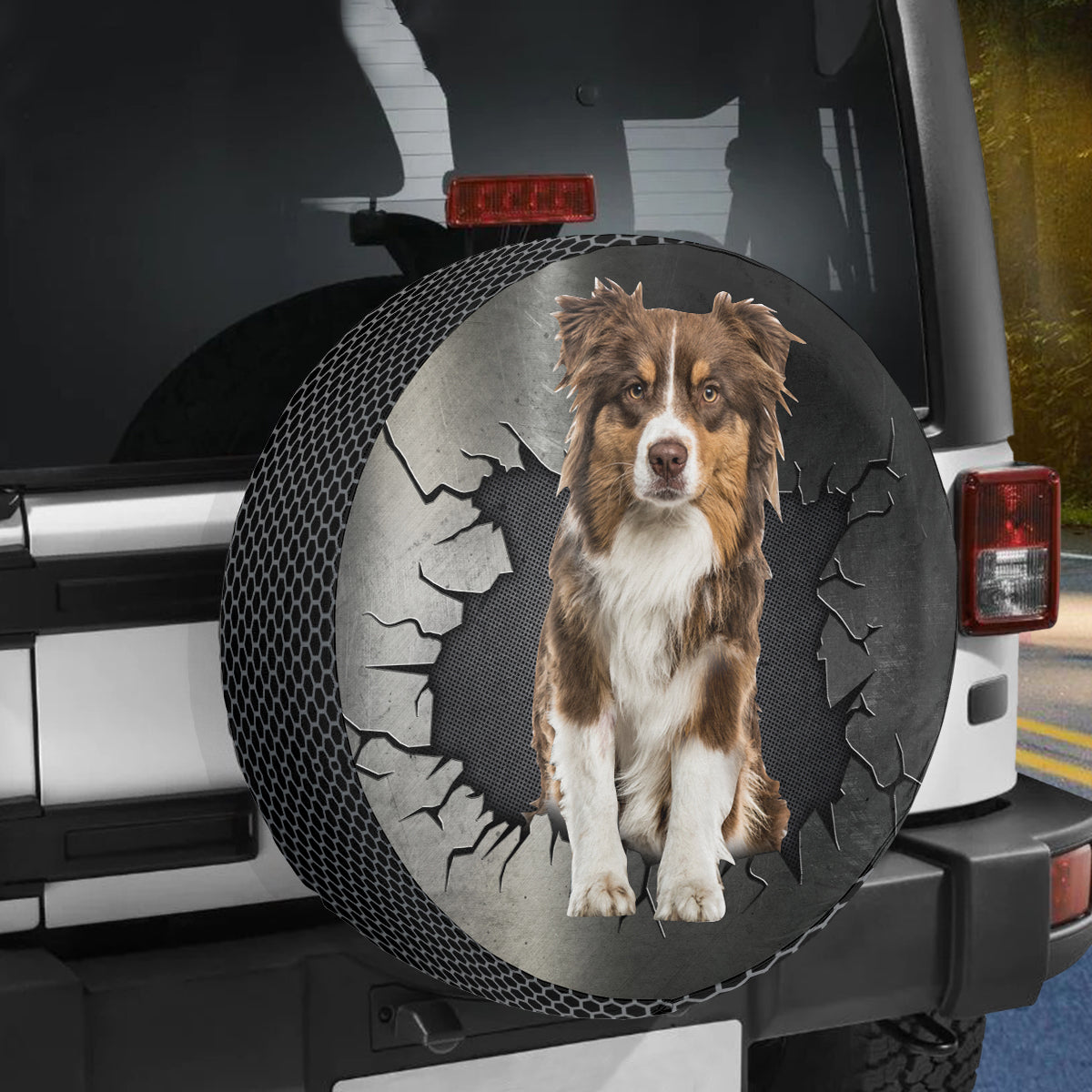 Petthouse | Brown Australian Shepherd Tire Protector Dog Portable Wheel Bags Universal Fit Truck Spare Tire