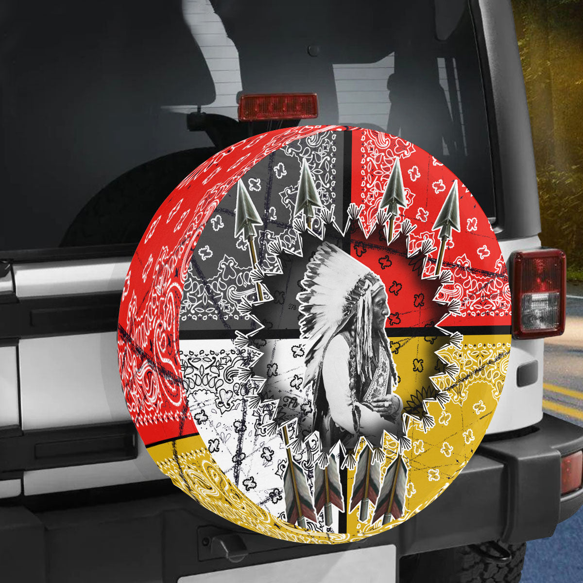 Petthouse | Native American Spare Tire Cover American Tribal Chief Tire Wrap Native Style Tire Cover Car Decor