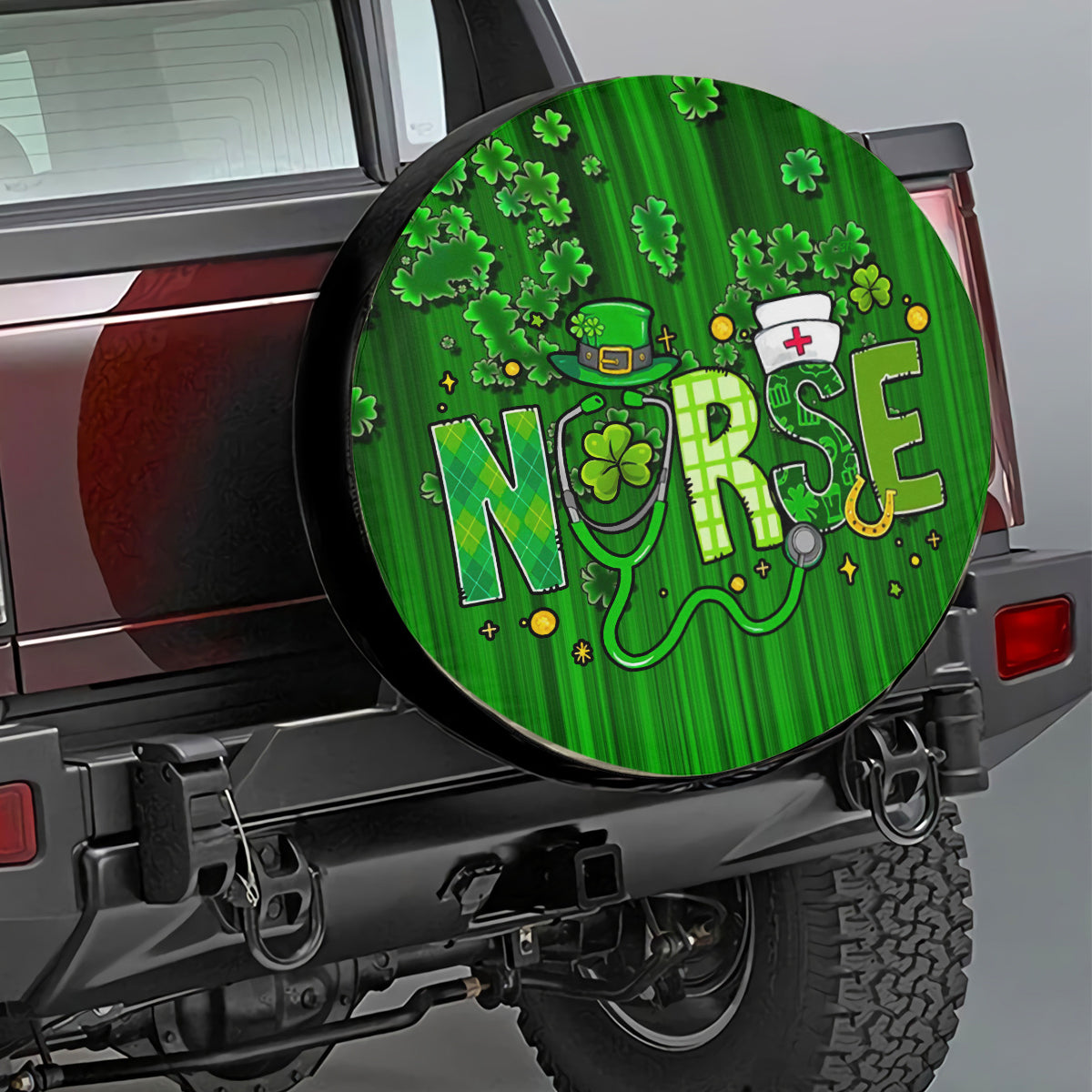 Petthouse | Nurse Spare Tire Cover Clover Tire Cover Irish Nurse Tire Cover Celtic Tire Cover Car Decor