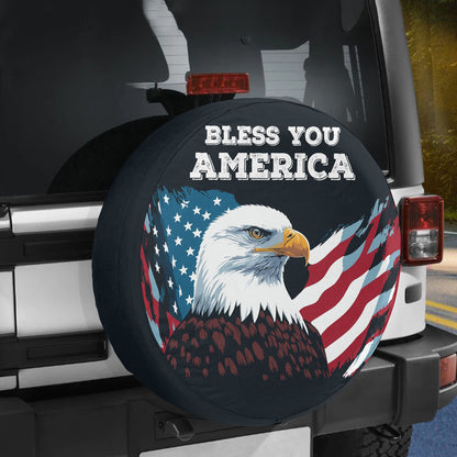 Petthouse | Bless You America Spare Tire Cover God Bless You Tire Cover American Flag Cover Independence Day