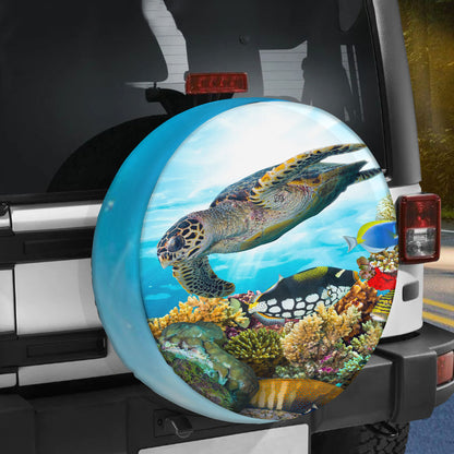 Petthouse | Sea Turtle Beautiful Ocean Spare Tire Cover Turtle Sea Animals Truck Cover Truck Decoration