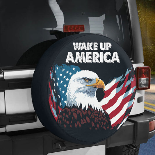 Petthouse | Wake up America Day Tire Cover Protector American Pride Patriot Day Car Decor