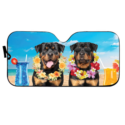 Petthouse | Rottweiler Summer Time Windshield Sun Shade Dog Sunshade Custom Photo Car Sun Shade Windshield