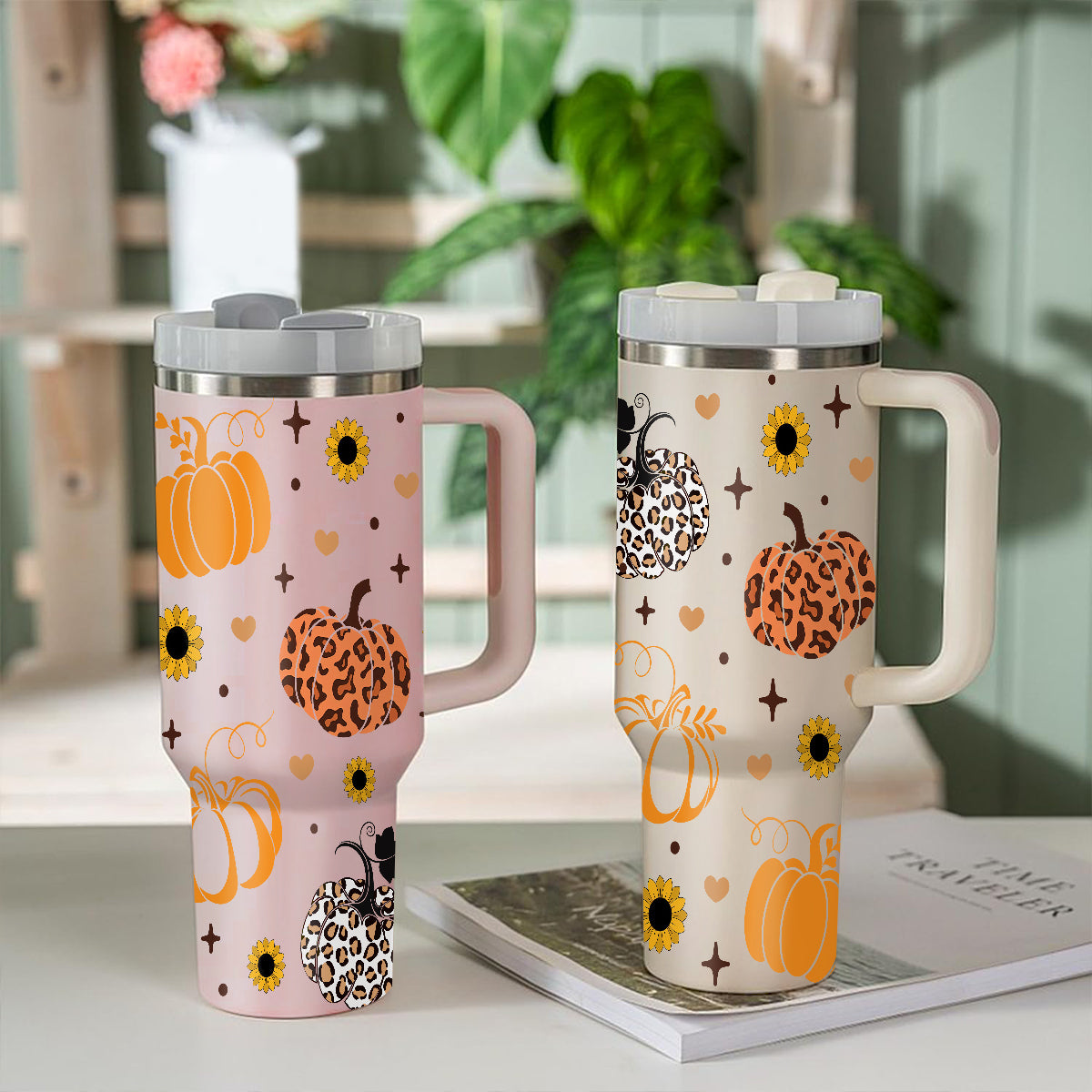 Petthouse | Fall Pumpkins 40oz Tumbler, Fall Coffee Stainless Steel Tumbler, Leopard Pumpkin, Fall Vibes