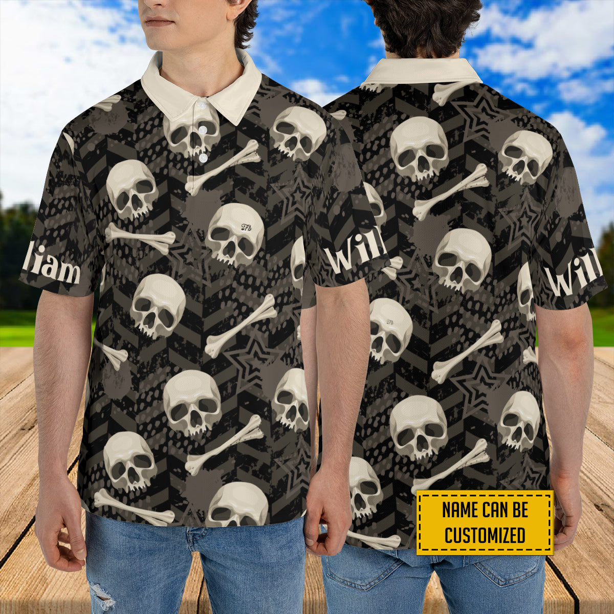 Petthouse | Personalized Skull Seamless Pattern With Bones Hawaiian Shirt Gifts For Halloween Holiday