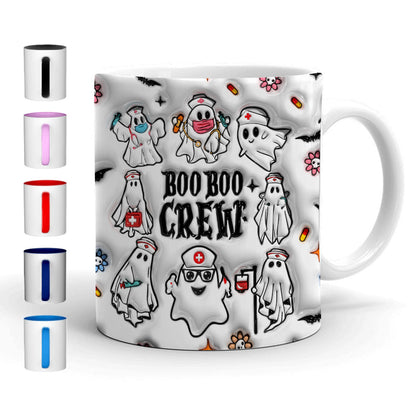 Petthouse | Boo Boo Crew Inflated Effect 3d Mug, Nurse Coffee Mug, Nurse Halloween Mug, Ghost Spooky