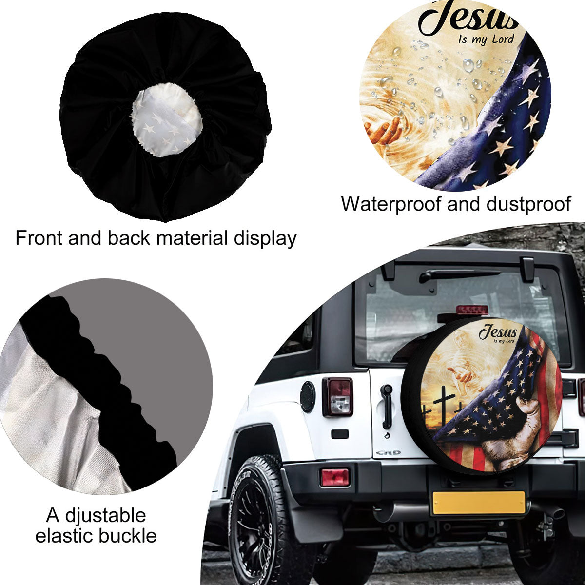 Petthouse | Jesus Blessings Grunge Usa Flag Spare Tire Cover Dad Godfather Gift Jesus Is My Lord